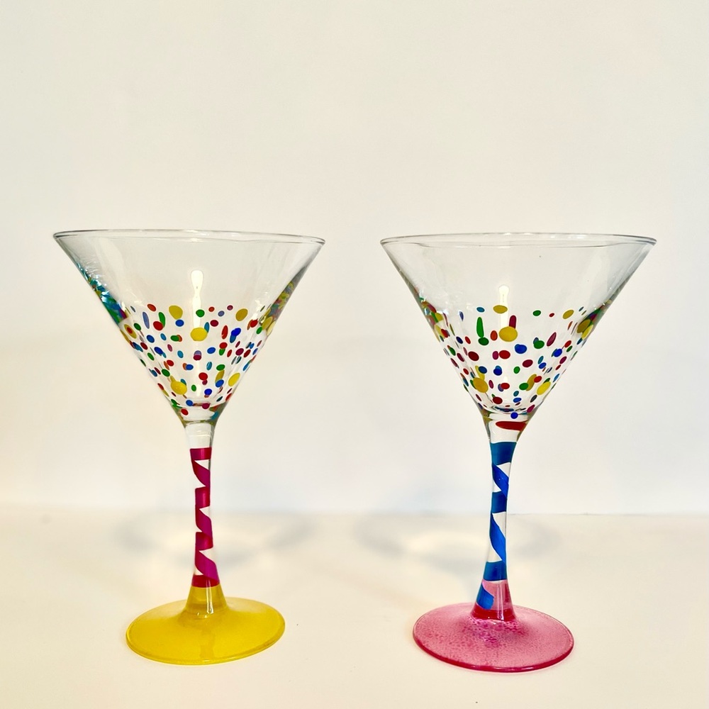 Hand-Painted Martini Glasses: Set of 2